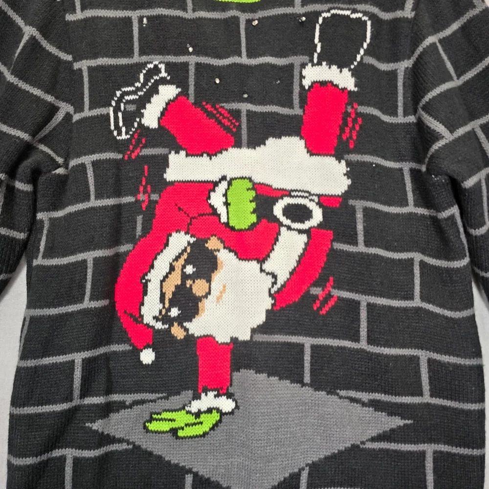 Ugly Christmas Party Sweater LED Light Up Santa Break Dancing Club Mens M